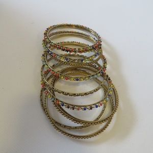 (12) SCOOP NYC BOHO BEADED THIN BANGLE BRACELETS